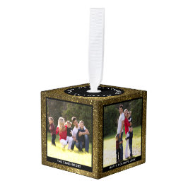 Adorno Cúbico Navidades fotográficos Purpurinas de oro personali