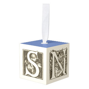 Adorno Cúbico navidades franceses del alfabeto de la nieve