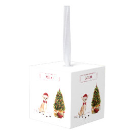 Adorno Cúbico Navidades graciosos de Chihuahua con un árbol