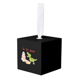 Adorno Cúbico Navidades Pasteles Con T Rex