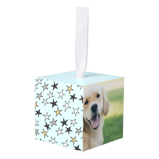 Adorno Cúbico Navidades personalizados ladran a perro tema (Anverso en perspectiva)