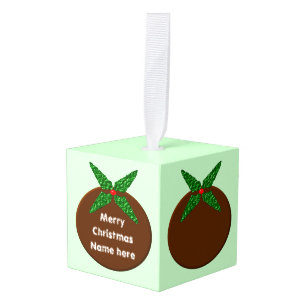 Adorno Cúbico Navidades Pudding Personalizado Ornament