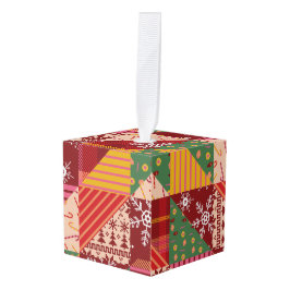 Adorno Cúbico Navidades Quilt