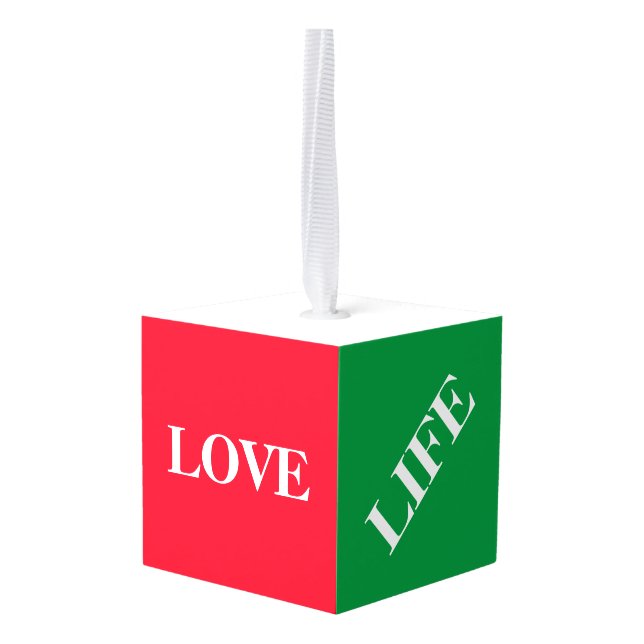 Adorno Cúbico Navidades verdes y rojos (Reverso en perspectiva)