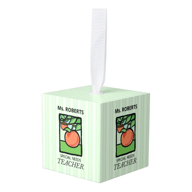 Adorno Cúbico Necesidades Especiales Profesor Gracias, Apple (Anverso en perspectiva)