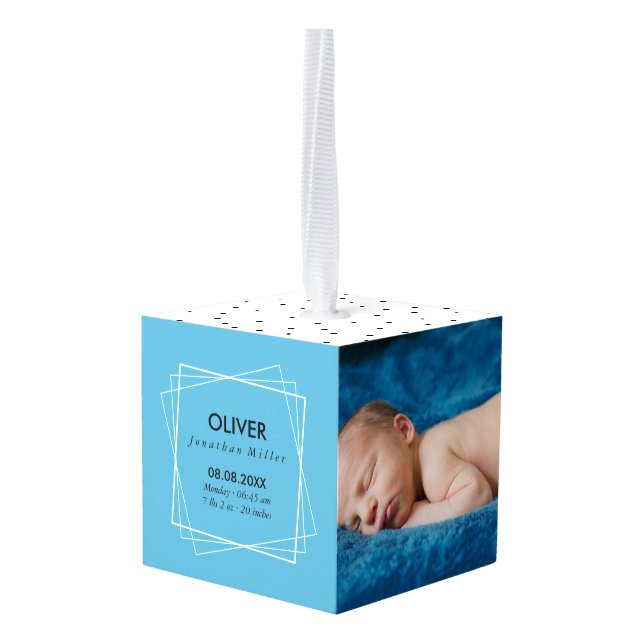 Adorno Cúbico Negro blanco azul - fotos del personalizado del (Reverso en perspectiva)