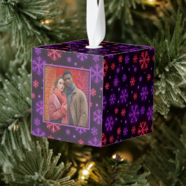 Adorno Cúbico Neon Snowflakes