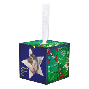 Adorno Cúbico Noel 3 Star Photos Cube Ornament