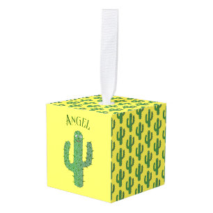 Adorno Cúbico Nombre personalizado de Cactus Happy Day of the De