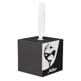 Adorno Cúbico Nombre personalizado Hola Golf blanco y negro