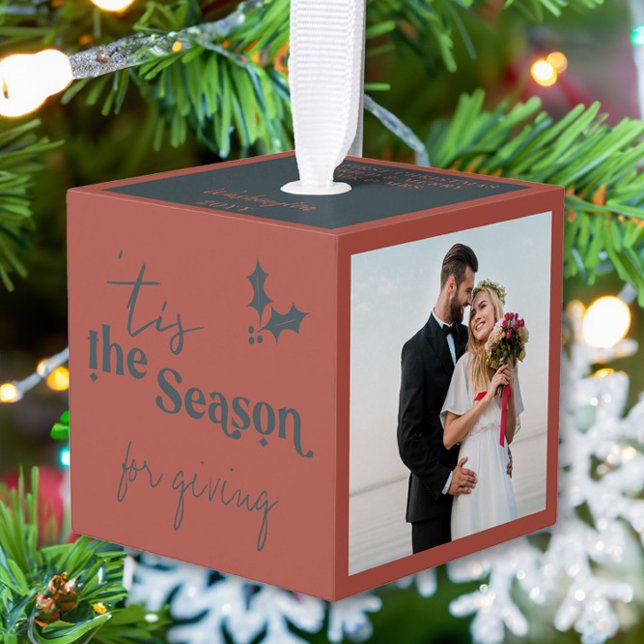 Adorno Cúbico Novedades en la temporada de .. 3 Foto (Wedding Photo Christmas Ornament from Newlywed Christmas Gift Ideas collection by Darling & May)