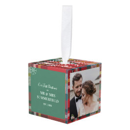 Adorno Cúbico Nuestra primera foto Boda de Navidad