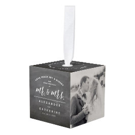 Adorno Cúbico Nuestra Primera Navidad Como Sr. Y Sra. Boda Foto