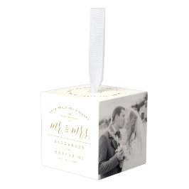 Adorno Cúbico Nuestra Primera Navidad Como Sr. Y Sra. Boda Foto