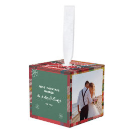 Adorno Cúbico Nuestras primeras fotos casadas de Navidad se pone