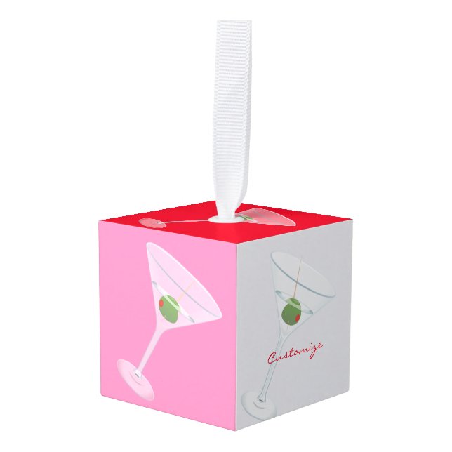 Adorno Cúbico Olive Martini Thunder_Cove (Anverso en perspectiva)