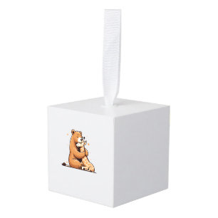 Adorno Cúbico Oso Amarrado Y Girafa Enamorada.