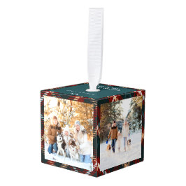 Adorno Cúbico País mascotas Tartan Plaid 4 Foto Cubo de origen