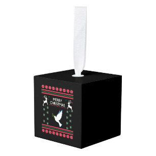 Adorno Cúbico Paloma con pájaro Navidad