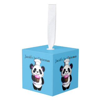 Adorno Cúbico Panda Baby Boy Navidades