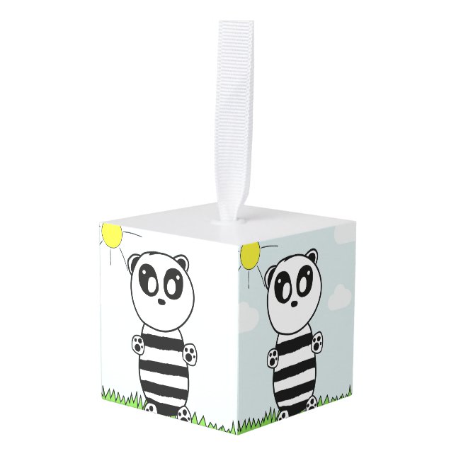 Adorno Cúbico Panda Kids (Anverso en perspectiva)
