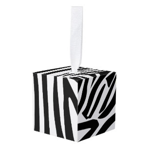 Adorno Cúbico Patrón de impresión de cebra en blanco y negro atr