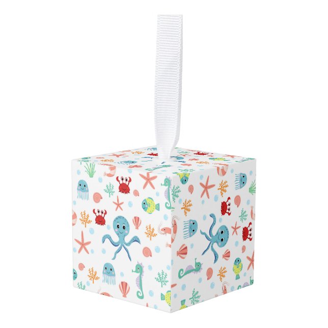 Adorno Cúbico Patrón del mundo marino (Anverso en perspectiva)