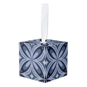 Adorno Cúbico Patrón geométrico azul estilo retro