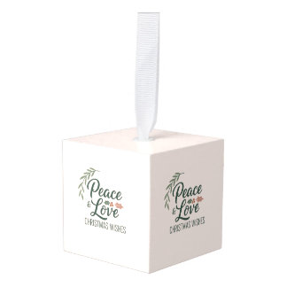 Adorno Cúbico Peace & Love Christmas Wishes Ornament