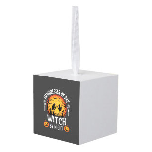 Adorno Cúbico Peluquera de Halloween Bruja de Día por Noche