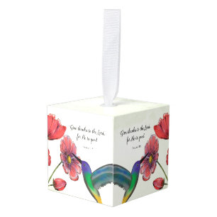 Adorno Cúbico Pensamiento religioso de tus flores con Hummingbir