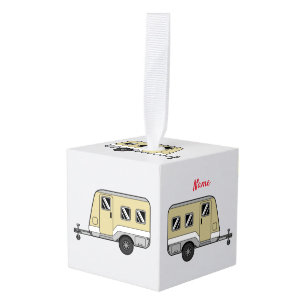 Adorno Cúbico Pequeño Tan Caravana Camper Thunder_Cove