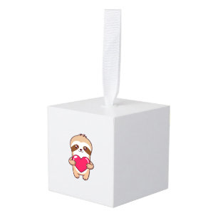 Adorno Cúbico Perezoso Chibi Kawaii Abrazando Corazón � Adorable