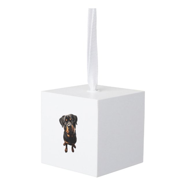 Adorno Cúbico perro rottweiler (Reverso en perspectiva)