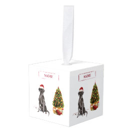 Adorno Cúbico Perro y árbol graciosos de Black Lab Navidades
