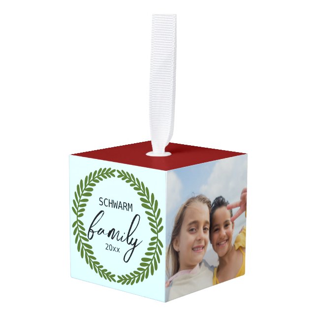 Adorno Cúbico Personalizable perfecto de Holiday Keepsake person (Anverso en perspectiva)