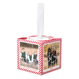 Adorno Cúbico Personalizado Candy Cane Navidades Grandparent Pho