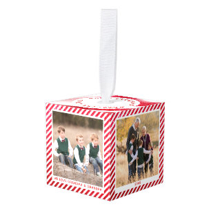 Adorno Cúbico Personalizado Candy Cane Navidades Grandparent Pho