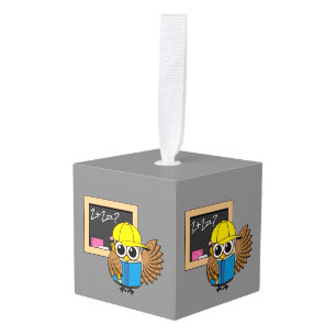 Adorno Cúbico Personalizado de Búho Estudiantil Cute