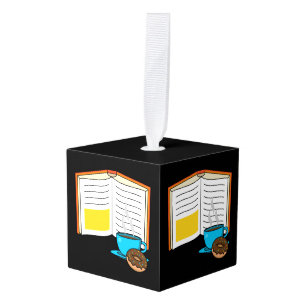 Adorno Cúbico Personalizado de Café y Donut para Libros