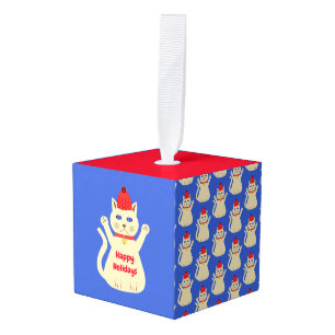 Adorno Cúbico Personalizado de gatos de Navidades curados