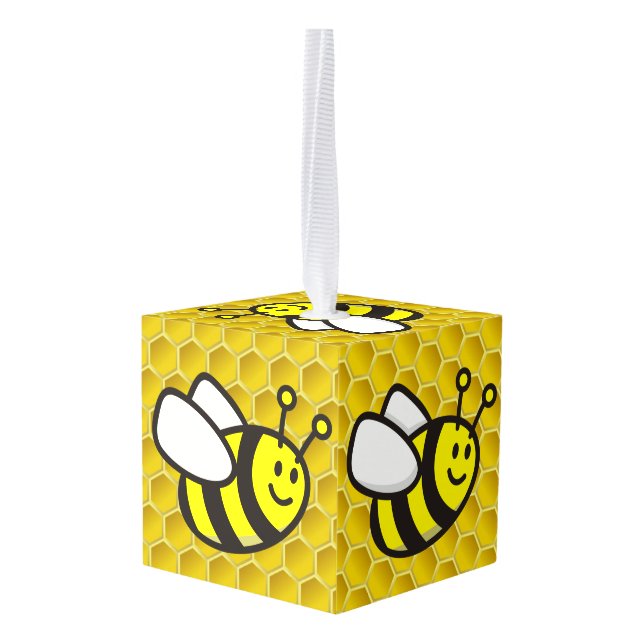 Adorno Cúbico Personalizado Honeybee (Reverso en perspectiva)