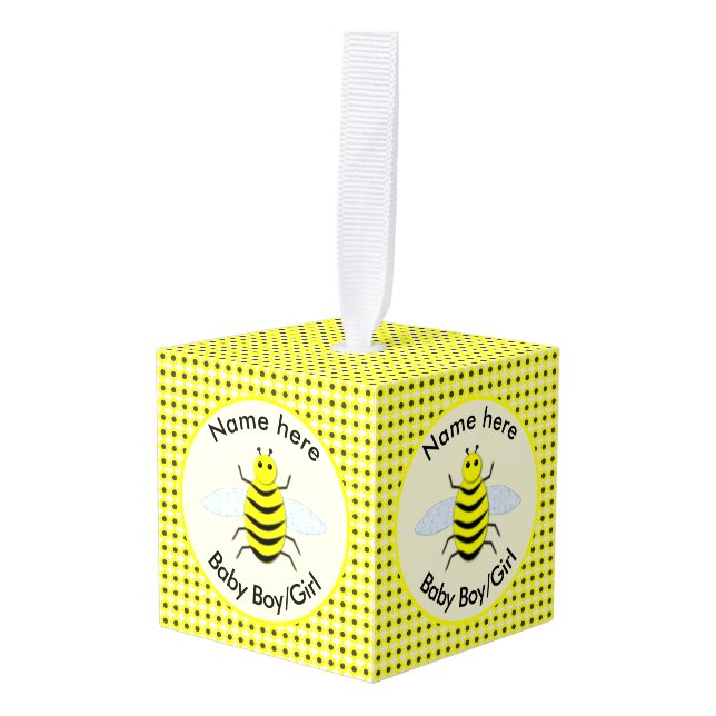 Adorno Cúbico Personalizado Neutral de Abeja Amarilla Cute Géner (Anverso en perspectiva)