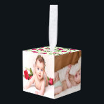Adorno Cúbico Personalizado personalizado hecho<br><div class="desc">Personalizado Personalizado Hecho por USTED Cubo colgando el ornamento de Ricaso - simplemente agregue sus propias fotos / imágenes a este ornamento único - asegúrese de que todas las imágenes que utilice no violen las leyes de derechos de autor / marca comercial o que su producto no se imprima</div>