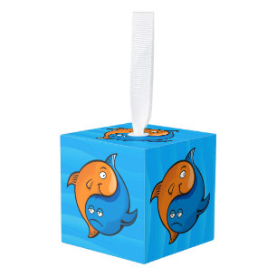 Adorno Cúbico Personalizado Yin Yang Fish