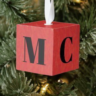Adorno Cúbico Personalizar monograma Navidades de tiras iniciale