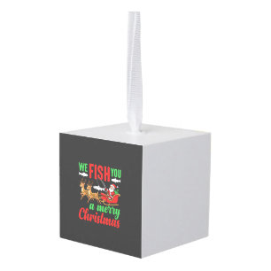 Adorno Cúbico Pesca de Navidad Feliz Pesca para Ti