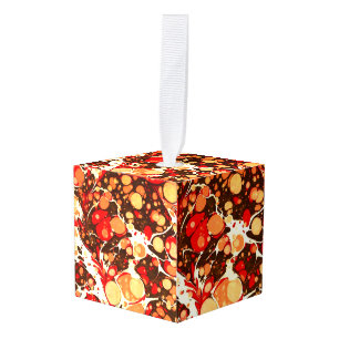 Adorno Cúbico Piedras abstractas de naranja marrón rojo curtido