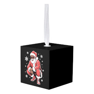 Adorno Cúbico Pijama de Navidad afroamericano Xmas Afro Papá Noe