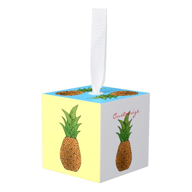 Adorno Cúbico Pineapple Thunder_Cove (Anverso en perspectiva)